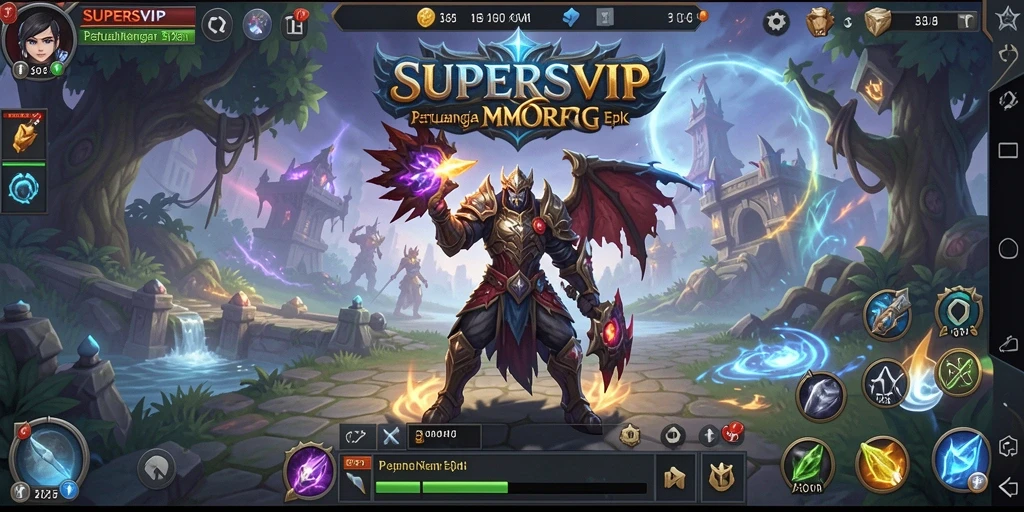 Tangkapan layar gameplay SUPERSVIP dengan aksi seru di dunia MMORPG.