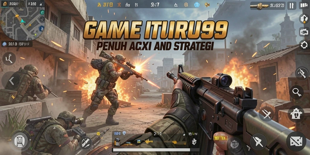 Screenshot gameplay TURU99 yang menampilkan aksi menembak intens.